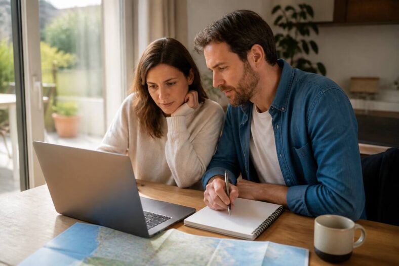 Checklist voor je vakantiekeuze met laptop en papieren notitieblok